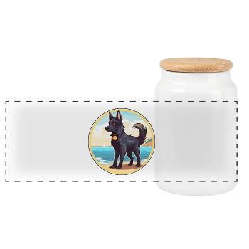 Belgischer Groenendael Hund Rasse Cartoon Kawaii Hund - Panorama Keksdose mit Holzdeckel - Weiß - Vorne