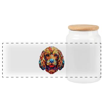 Cockapoo Hunderasse Aquarell Glas Illustration - Panorama Keksdose mit Holzdeckel - Weiß - Vorne