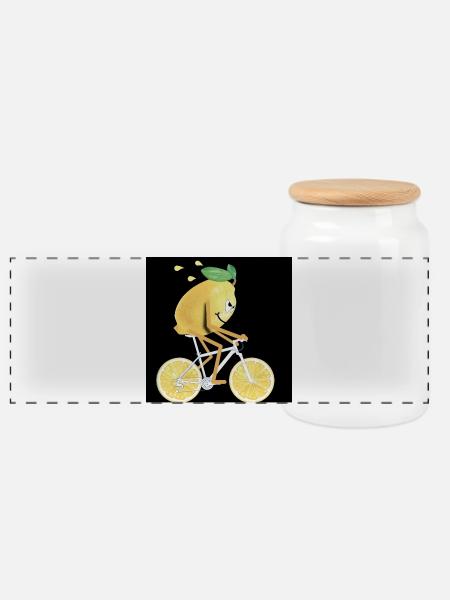 Fahrrad Sticker - Zitone fährt Rad - Panorama Keksdose mit Holzdeckel - Weiß