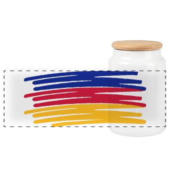 Sanitär Klima Heizung Farben Logo Zeichen - Panorama Keksdose mit Holzdeckel - Weiß - Vorne