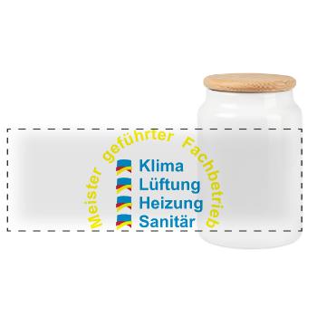Klima Lüftung Heizung Sanitär - Meister - Panorama Keksdose mit Holzdeckel - Weiß - Vorne