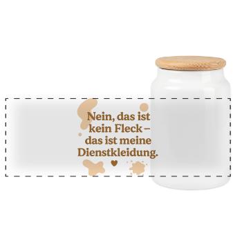 Das ist kein Fleck! (beige) - Panorama Keksdose mit Holzdeckel - Weiß - Vorne