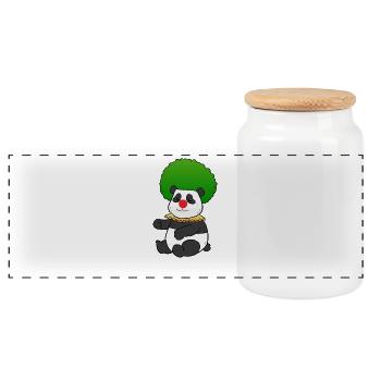 Clown Panda - Panorama Keksdose mit Holzdeckel - Weiß - Vorne
