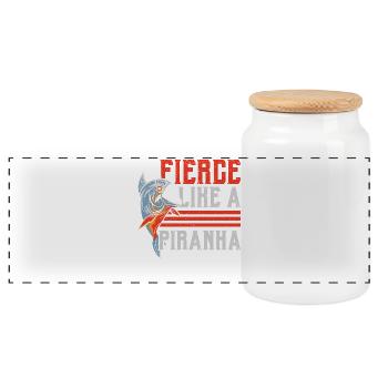 Bissig wie ein Piranha Aquarianer Aquaristik Fisch - Panorama Keksdose mit Holzdeckel - Weiß - Vorne