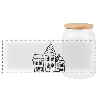 Mein kaltes Zuhause im Winter - Panorama Keksdose mit Holzdeckel - Weiß - Vorne