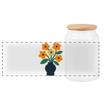 Blumenvase - Panorama Keksdose mit Holzdeckel - Weiß - Vorne