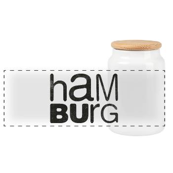 Hamburg Norden Hansestadt Souvenir Hamburg - Panorama Keksdose mit Holzdeckel - Weiß - Vorne