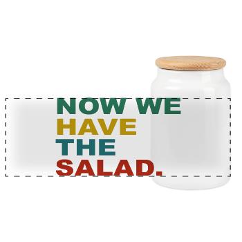 Now we have the Salad - Panorama Keksdose mit Holzdeckel - Weiß - Vorne