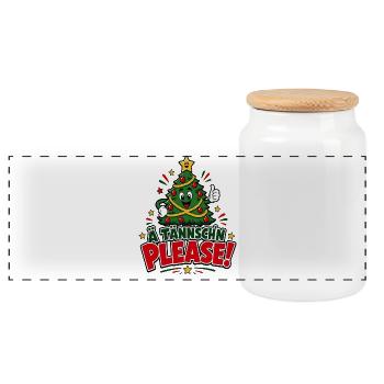 Ä Tännsch'n Please – Weihnachtsmarkt Party - Panorama Keksdose mit Holzdeckel - Weiß - Vorne