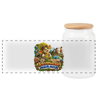 Wenuma Ich entwickle mich noch - Panorama Keksdose mit Holzdeckel - Weiß - Vorne
