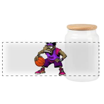B-Ball Hip-Hop Rap - Panorama Keksdose mit Holzdeckel - Weiß - Vorne