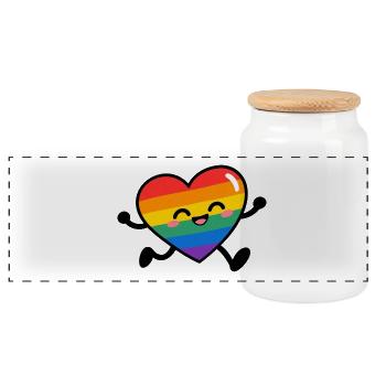 Regenbogenherz-Lächeln - Panorama Keksdose mit Holzdeckel - Weiß - Vorne