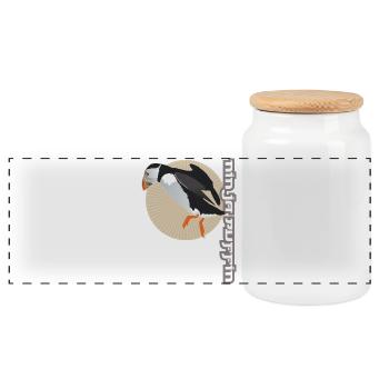 Ninja Puffin - Panorama Keksdose mit Holzdeckel - Weiß - Vorne