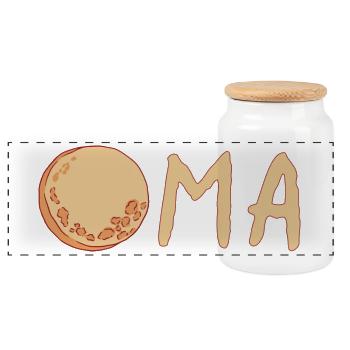 Oma mit Mond – Beige - Panorama Keksdose mit Holzdeckel - Weiß - Vorne
