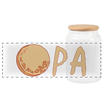 Opa mit Mond – Beige - Panorama Keksdose mit Holzdeckel - Weiß - Vorne