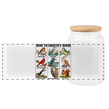 How to Identify Birds Funny Birding Birder Fitted  - Panorama Keksdose mit Holzdeckel - Weiß - Vorne