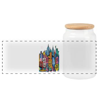 NYC Graffiti-Wolkenkratzer - Panorama Keksdose mit Holzdeckel - Weiß - Vorne