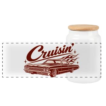 Cruisin’ Classic Car - Panorama Keksdose mit Holzdeckel - Weiß - Vorne