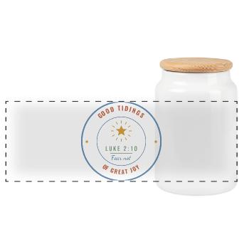 Good Tidings of Great Joy – Luke 2:10 Badge - Panorama Keksdose mit Holzdeckel - Weiß - Vorne