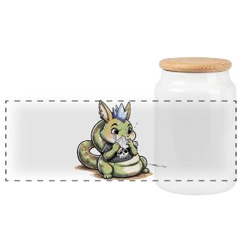 Bunny Punk Schlangen Mutant mit Schädelshirt - Panorama Keksdose mit Holzdeckel - Weiß - Vorne