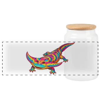 Regenbogen Diplocaulus Strahlen - Panorama Keksdose mit Holzdeckel - Weiß - Vorne