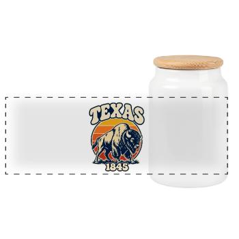Texas Bison Sunset 1845 - Panorama Keksdose mit Holzdeckel - Weiß - Vorne