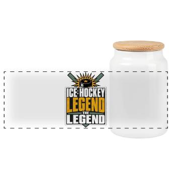 Eishockey Legende Puck Spieler Fan - Panorama Keksdose mit Holzdeckel - Weiß - Vorne