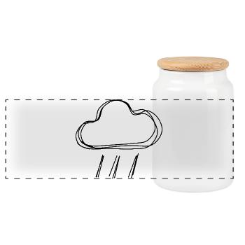 Regenwolke handgezeichnet - Panorama Keksdose mit Holzdeckel - Weiß - Vorne