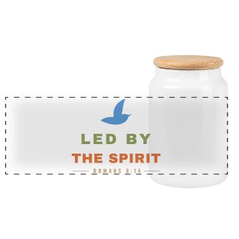Led by the Spirit – Romans 8:14 Dove - Panorama Keksdose mit Holzdeckel - Weiß - Vorne
