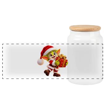 Wenuma mit Weihnachtsgeschenk - Panorama Keksdose mit Holzdeckel - Weiß - Vorne