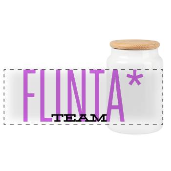 TEAM FLINTA LILA SCHRIFT FEMINISMUS QUEER  - Panorama Keksdose mit Holzdeckel - Weiß - Vorne