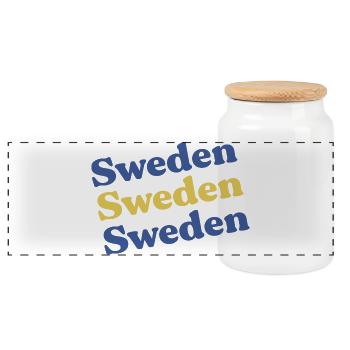 Schweden Geschenkidee - Panorama Keksdose mit Holzdeckel - Weiß - Vorne