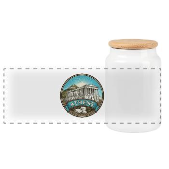 Athen Griechenland Reiseabzeichen Parthenon Souvenir - Panorama Keksdose mit Holzdeckel - Weiß - Vorne