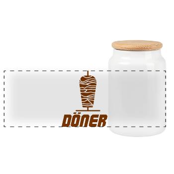 Döner Spieß Illustration - Panorama Keksdose mit Holzdeckel - Weiß - Vorne