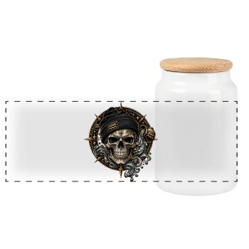 Wassermann Sternzeichen – Mystischer Zodiac Skull - Panorama Keksdose mit Holzdeckel - Weiß - Vorne