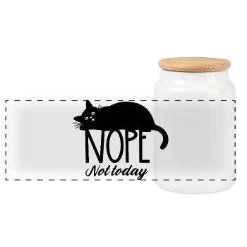 Nope not today cat  - Panorama Keksdose mit Holzdeckel - Weiß - Vorne