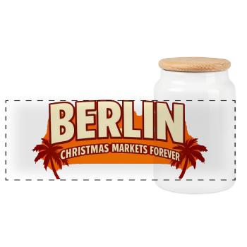 Berliner Weihnachtsmärkte Berlin Weihnachten - Panorama Keksdose mit Holzdeckel - Weiß - Vorne
