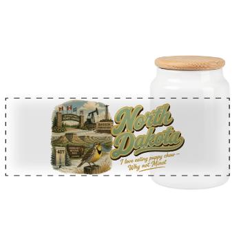 North Dakota Retro Vintage Peace Garden Design - Panorama Keksdose mit Holzdeckel - Weiß - Vorne