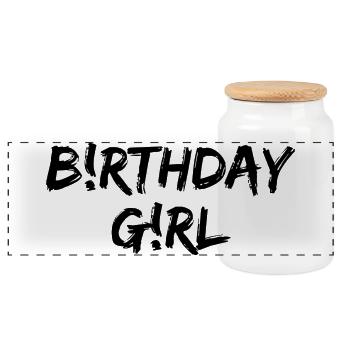 BiRTHDAY GiRL GEBURTSTAGSKIND, GESCHENK MÄDCHEN - Panorama Keksdose mit Holzdeckel - Weiß - Vorne