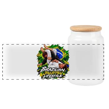 Armbar – Brazilian Jiu-Jitsu Lifestyle BJJ - Panorama Keksdose mit Holzdeckel - Weiß - Vorne