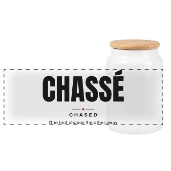 Chassé — Gejagt | Wahres Ballettvokabular - Panorama Keksdose mit Holzdeckel - Weiß - Vorne