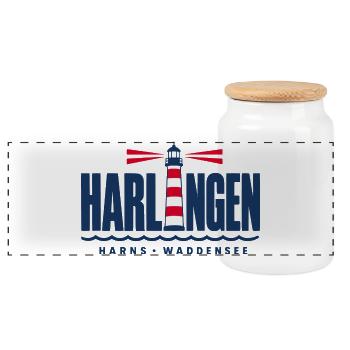 Harlingen Harns Friesland Leuchtturm Waddensee - Panorama Keksdose mit Holzdeckel - Weiß - Vorne
