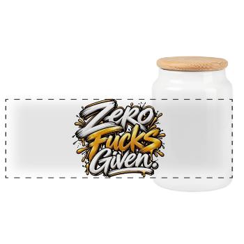Zero Fucks Given Graffiti - Panorama Keksdose mit Holzdeckel - Weiß - Vorne