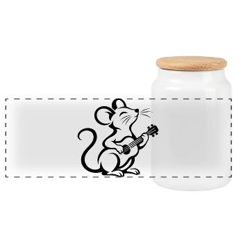 Maus Ratte Silhouette Watscheln Snowboard Musiker - Panorama Keksdose mit Holzdeckel - Weiß - Vorne