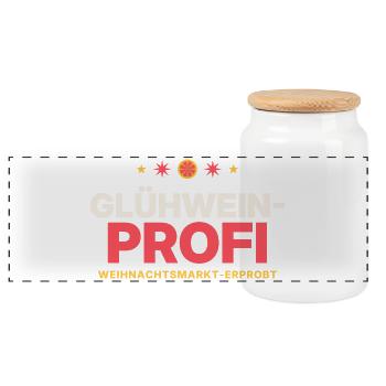 Glühwein-Profi Weihnachtsmarkt - Panorama Keksdose mit Holzdeckel - Weiß - Vorne