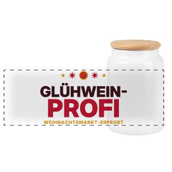Glühwein-Profi Weihnachtsmarkt - Panorama Keksdose mit Holzdeckel - Weiß - Vorne