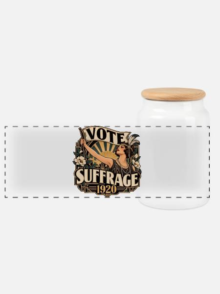 Vote Suffrage 1920 Vintage Frauenrechtskunst - Panorama Keksdose mit Holzdeckel - Weiß