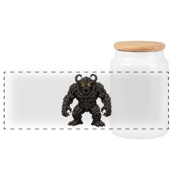 Epischer Rostketten-Monsterdämon - Panorama Keksdose mit Holzdeckel - Weiß - Vorne