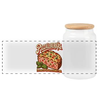 Pizzaleberkäs Italienisch für Fortgeschrittene - Panorama Keksdose mit Holzdeckel - Weiß - Vorne