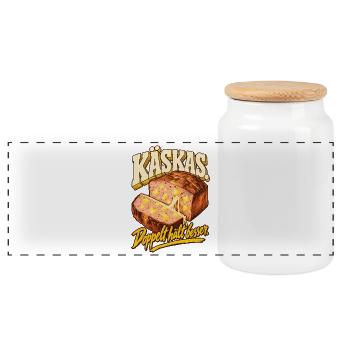 Käskas Doppelt hält besser - Panorama Keksdose mit Holzdeckel - Weiß - Vorne